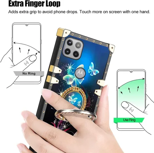 Miniatura 4 de nancheng Funda para Motorola Moto One 5G Ace/One 5G UW Ace Luxury Colorful Love Heart Bee Design Gold Electroplated Phone Cover with 360° Diamond