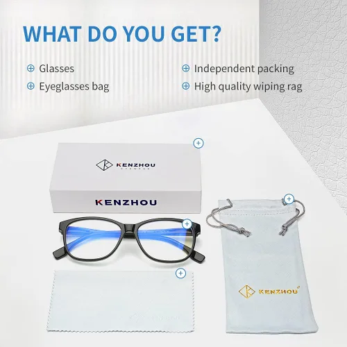 Miniatura 5 de K KENZHOU Lentes de luz azul para mujeres y hombres, lentes de bloqueo de luz azul para teléfonos de juegos de computadora, antifatiga ocular y Negro