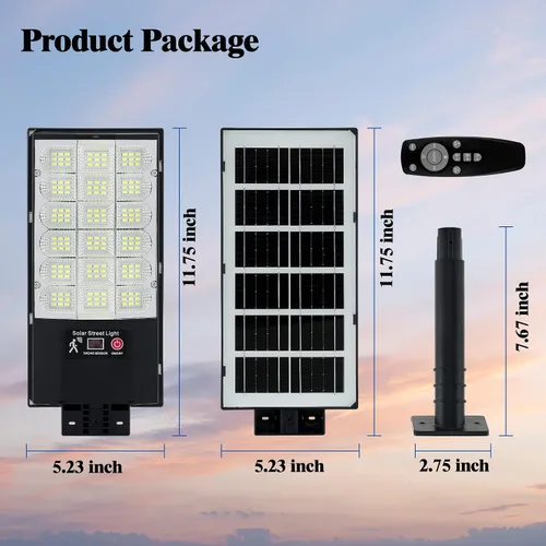 Miniatura 7 de Luces solares de calle para exteriores, luces solares impermeables con sensor de movimiento y control remoto, luz de inundación de 6500K