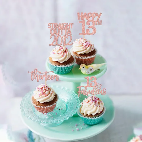 Miniatura 4 de Paquete de 24 adornos para cupcakes Straight Outta 2012 Happy 13th Birthday Thireen Awesome Since 2012, 13 fabulosas decoraciones para tartas