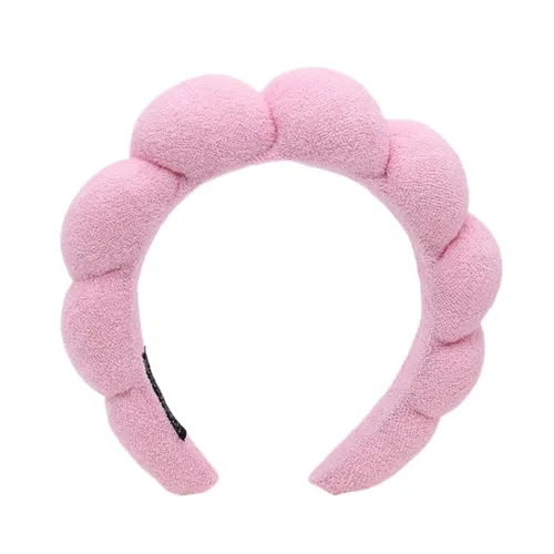 Miniatura 10 de Diadema de esponja de toalla de rizo para mujer, diadema de ducha hinchada para lavado facial, eliminación de maquillaje (paquete de 4, negro)