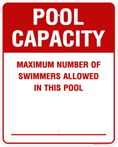 Miniatura 10 de Número máximo de nadadores permitidos en este cartel de piscina, 7 x 10 pulgadas, libre de óxido, aluminio 040, resistente a la decoloración