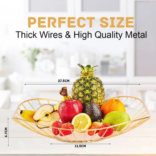 Miniatura 2 de LINXIU Cesta de frutas de alambre de metal, cuencos de frutas para decorar la encimera de la cocina, tazón, almacenamiento de verduras, soporte