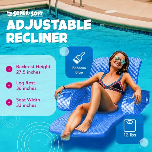 Miniatura 3 de TRC Recreation Super Soft Adjustable Pool Recliner Float Portable Comfortable Chair Lounger with Cup Holders for Swimming Pool Essentials