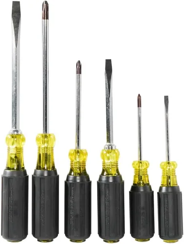 Miniatura 11 de Klein Tools 85074 Juego de destornilladores de 6 piezas, fabricado en Estados Unidos, incluye 3 cabezales planos multiusos, 3 Phillips, comodidad
