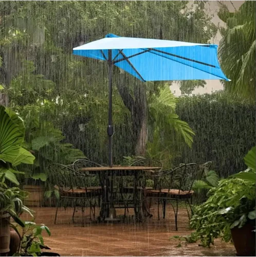 Miniatura 4 de CLSQLXYJZC Paño de repuesto de medio paraguas para exteriores, toldo de repuesto de sombrilla fuerte de 9 pies y 5 varillas, toldo de repuesto