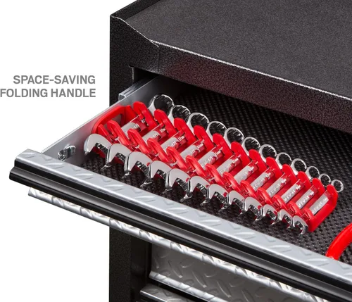 Miniatura 5 de TEKTON Soporte de llave combinada de 12 herramientas (rojo) ORG21212 Fabricado en Estados Unidos