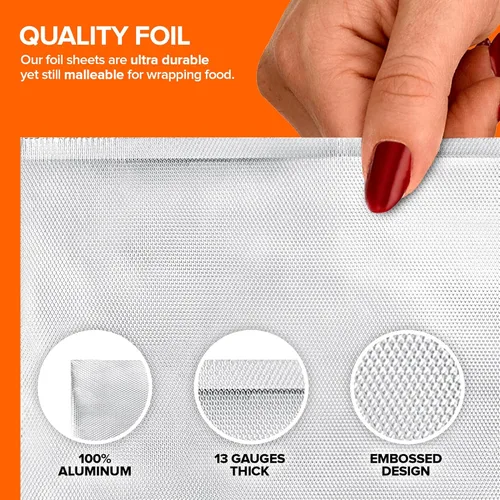 Miniatura 3 de 200 hojas de papel de aluminio precortadas para delicatessen - Hojas emergentes de 9 pulgadas para restaurante, cubiertas desechables para alimentos