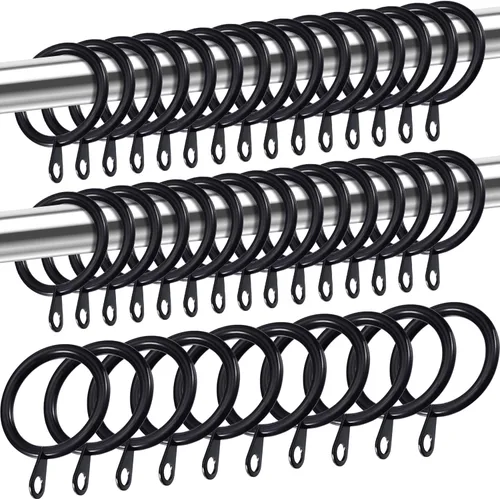 Shappy Paquete de 40 anillos de metal para cortinero con ojales de diámetro interno de 0.98 pulgadas, se adapta a cortineros de hasta 0.7 pulgadas,