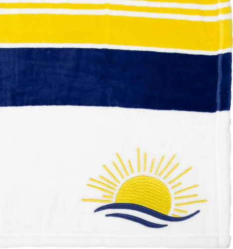 Miniatura 8 de Pavilion Gift Company - Manta de 50" x 60" a rayas verde, blanco y gris con bordado de hoguera, felpa real suave, regalo para amantes del camping