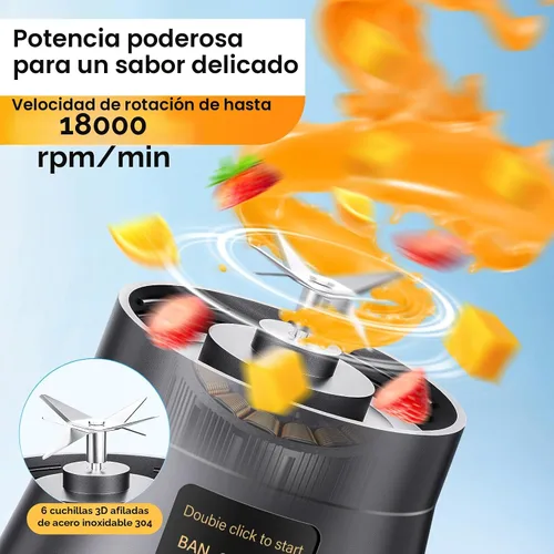 Miniatura 3 de Licuadora portátil inalámbrica de tamaño personal de 12 onzas – Mini licuadora para hacer batidos y batidos, inalámbrica, ligera, recargable, recién