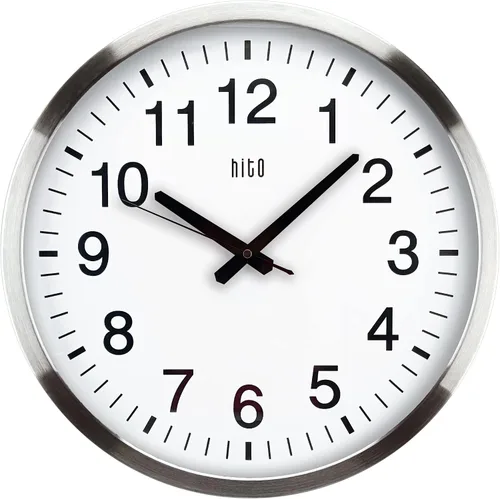 Miniatura 18 de HITO Reloj de pared con luz nocturna de 12 pulgadas, funciona con pilas, brillo ajustable, marco de metal, cubierta de vidrio