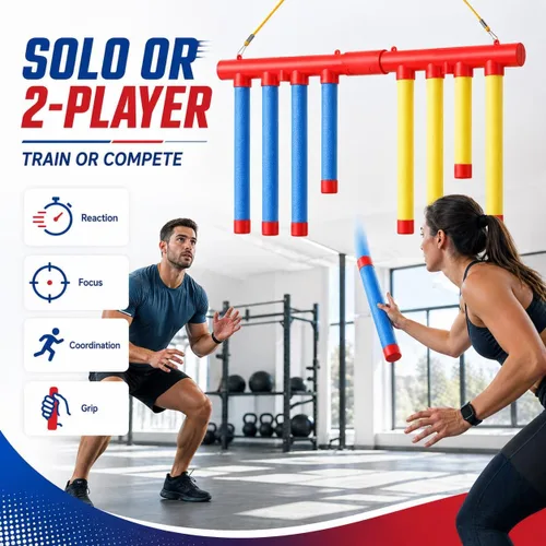Miniatura 8 de Reflex Drop Sticks Challenge, herramienta de entrenamiento de reacción de palos caídos, palos de captura de velocidad ajustable para coordinación