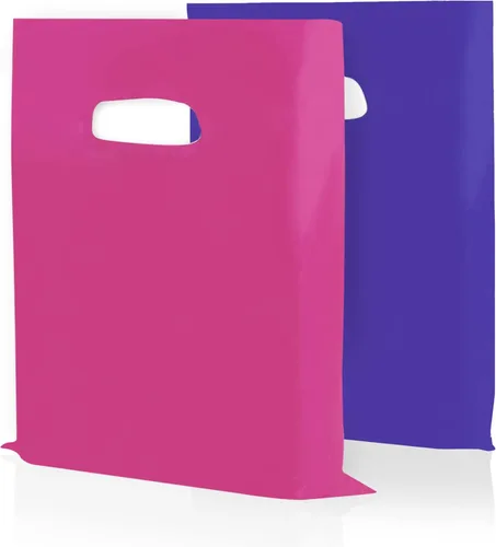 Houseables Merchandise Bags, bolsas de compras, plásticas, 16" x 18", 100 unidades, 1.75 mil de espesor, baja densidad, brillante, color rosa y