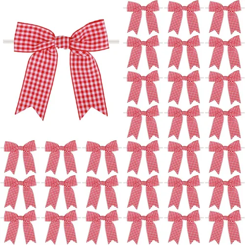 Miniatura 8 de Meseey 30 lazos de cinta de cuadros de 3.5 pulgadas con lazo torcido, lazos de lana azul y blanco, para manualidades, cesta de envoltura de regalos