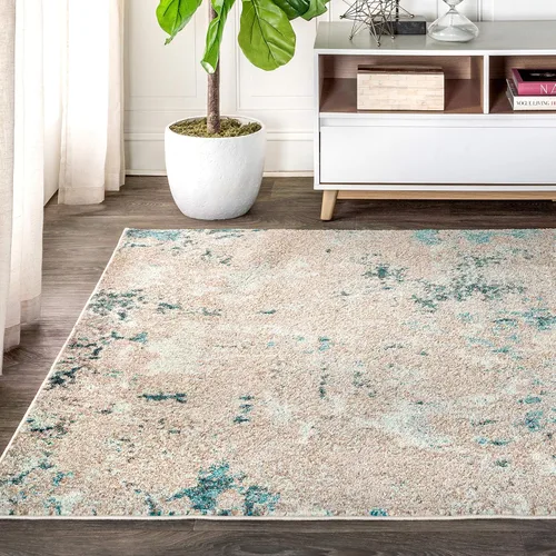 Miniatura 4 de JONATHAN Y CTP103A-3 Alfombra contemporánea POP moderna abstracta vintage desvanecida para interiores, estilo bohemio, fácil de limpiar, alto Azul
