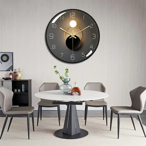 Miniatura 2 de Reloj de pared de PVC de 14 pulgadas Marco estrecho Cubierta de vidrio templado Movimiento silencioso Punteros de metal Estilo simple (negro)