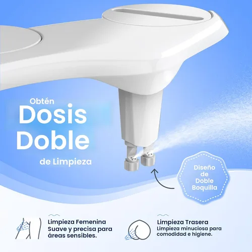 Miniatura 3 de CLEAR REAR Accesorio de bidé para asiento de inodoro - No eléctrico, boquilla doble autolimpiante, presión de agua ajustable, lavado trasero