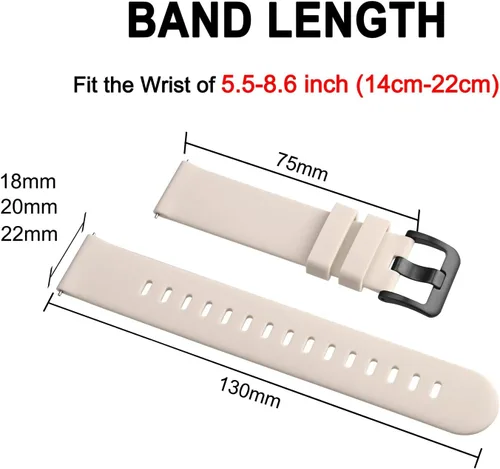 Miniatura 74 de BISONSTRAP Correas de reloj de silicona, correas de reloj delgadas con liberación rápida, 0.787 in, negro con hebilla negra