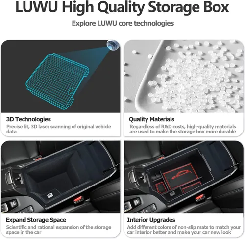 Miniatura 6 de Organizador de consola central Infiniti QX50 QX55 2018-2023 Accesorios para reposabrazos (rojo)