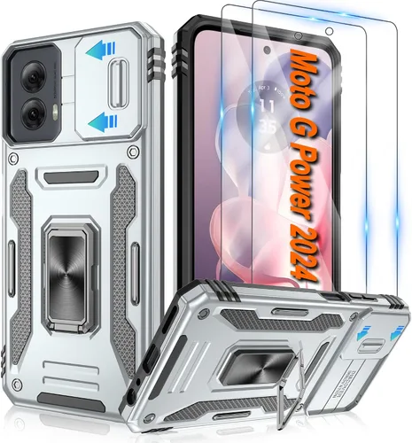 Miniatura 83 de Atump Funda para Motorola Moto G Play 2024 (4G) con [paquete de 2] protector de pantalla HD y cubierta para cámara deslizante, soporte de anillo