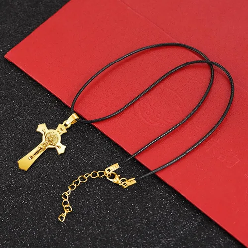 Miniatura 6 de 10 piezas de medallas de metal de San Benito con cruz, dijes de rosario, centro INRI, crucifijo, cuentas colgantes, joyería católica DIY, regalos