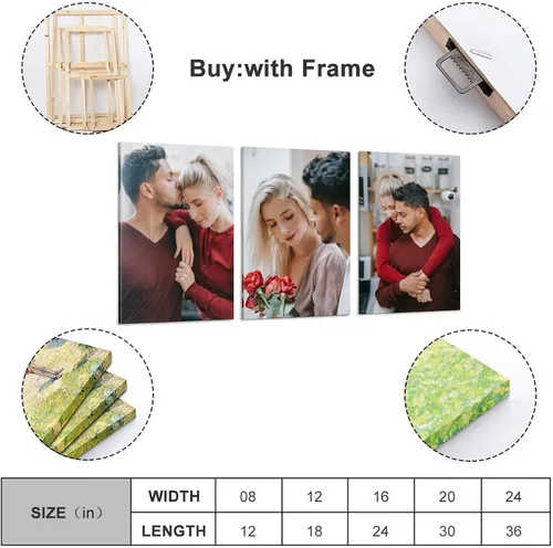 Miniatura 2 de Juego de arte de pared colgante de 3 paneles, impresiones en lienzo personalizadas con tus fotos, arte personalizado, fotos impresas en lienzo