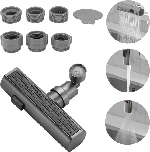 Miniatura 9 de Extensor de grifo de cascada de cocina, adaptador de grifo de cocina antisalpicaduras, giratorio universal de 360°, accesorios de repuesto de grifo