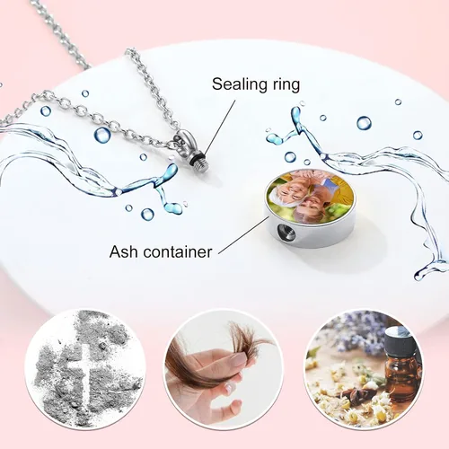 Miniatura 132 de FindChic Collares personalizados con urna para cenizas, barra vertical, gato, luna, reloj de arena, garra de perro, acero inoxidable, chapado en oro