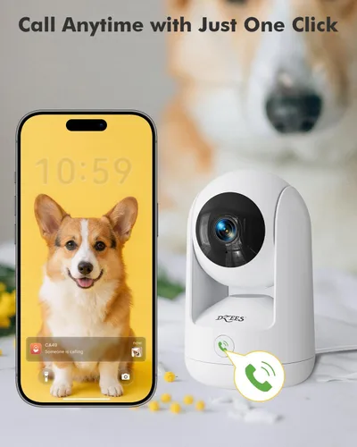 Miniatura 3 de Dzees Cámara de seguridad 5G/2.4G WiFi para interiores, cámara para mascotas sin suscripción, cámaras WiFi 2K 360°, cámara con cable para mascotas