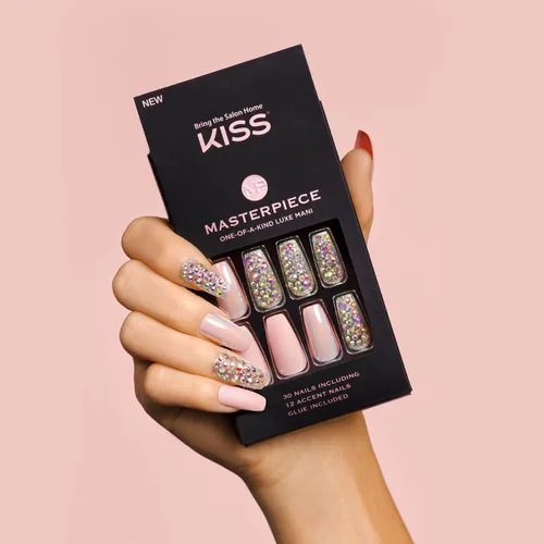 Miniatura 5 de KISS Masterpiece - Manicura de lujo única en su tipo, uñas postizas acrílicas premium con pegamento de gel rosa para uñas, palito de manicura, mini