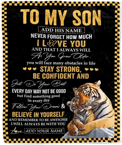 Miniatura 28 de Manta Personalizada "To My Son" de Mamá y Papá Regalos para Hijo que Va a la Universidad Cumpleaños Graduación Navidad Regalo Personalizado Manta