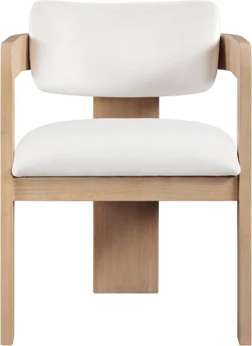 Miniatura 5 de Meridian Furniture 11094Cream-C Sacha Collection Silla de comedor Art Deco, terciopelo crema Ultra Luxe, terciopelo de 460 GSM, acabado natural