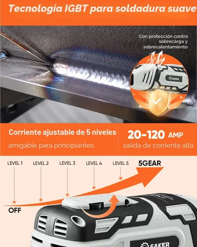 Miniatura 4 de Saker Máquina de soldadura portátil, soldador de arco de 110 V con inversor IGBT, 5 ajustes de corriente variable, se adapta a varillas de alambre