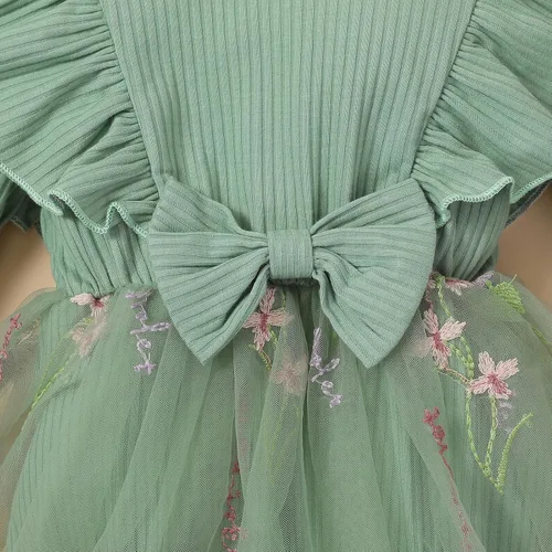 Miniatura 5 de Sasaerucure Traje de manga larga para bebé niña de otoño e invierno, mameluco de encaje con tutú de una pieza, mameluco de punto