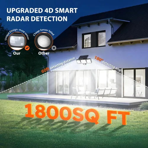Miniatura 4 de Luz Solar de Inundación para Exteriores Paquete de 4, 3500LM Súper Brillante con Sensor de Movimiento Luces para Exteriores, Luces Solares