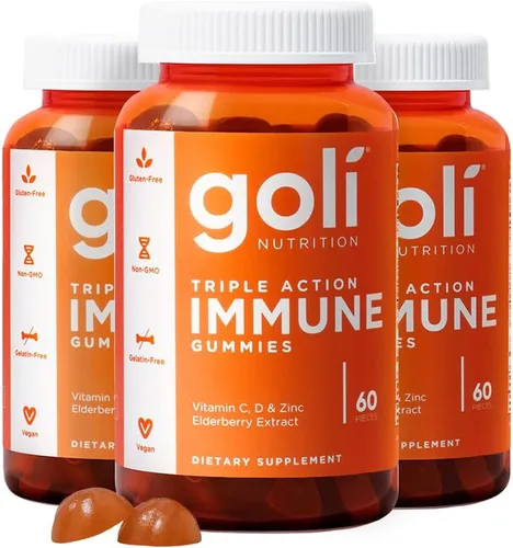 Miniatura 11 de Goli Gomitas de vitaminas inmunológicas, 60 unidades, saúco, vitamina C, D y zinc, veganas, sin OMG, sin gluten y sin gelatina, paquete de 1