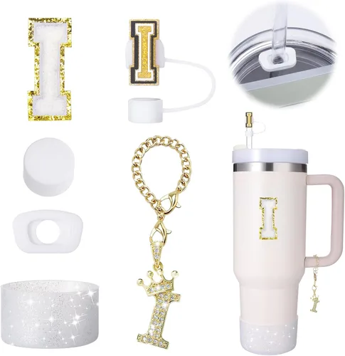 Miniatura 12 de Mity Rain Set de 6 piezas de accesorios para taza para Stanley de 30 oz y 40 oz con asa, tapa para pajita, dije con iniciales de taza, bota