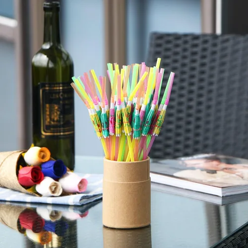 Miniatura 6 de ALINK 50 Pajillas con Sombrilla Parasol, Suministros de Decoración para Fiestas en la Playa de Cóctel de Luau en Estilo Hawaiiano Diseño de paraguas