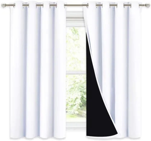 NICETOWN Cortinas 100% opacas de 54 pulgadas de largo, doble cubierta completamente opacas, tratamiento de ventana, cortinas forradas con Blanco puro