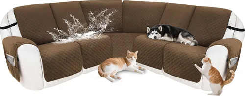 Miniatura 64 de Fundas para sofá modular reclinable, de terciopelo en forma de L, funda de consola central para perros y mascotas, lavable antideslizante, 1 funda