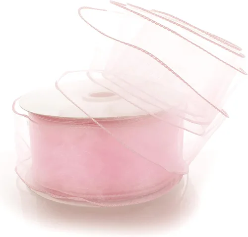 Miniatura 33 de Cinta de organza transparente con alambre de 2.5 pulgadas, color plateado de 10 yardas