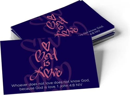 God is Love, 1 Juan 4:8, paquete a granel de 25 tarjetas de afirmación cristiana de las Escrituras para niños, tarjetas de memoria bíblica para