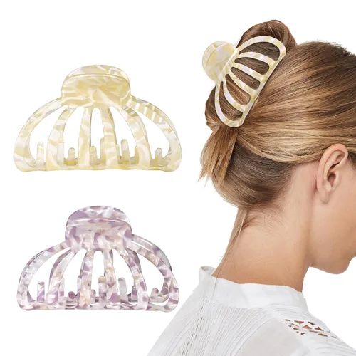 Miniatura 12 de Shinowa Pinzas para el cabello de mariposa, paquete de 4 pinzas de mariposa para cabello grueso y delgado, 2.75 pulgadas, hermosas pinzas
