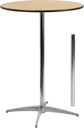 Miniatura 5 de Mesa de cóctel Flash Furniture redonda de madera con columnas de 30 y 42 pulgadas, Negro