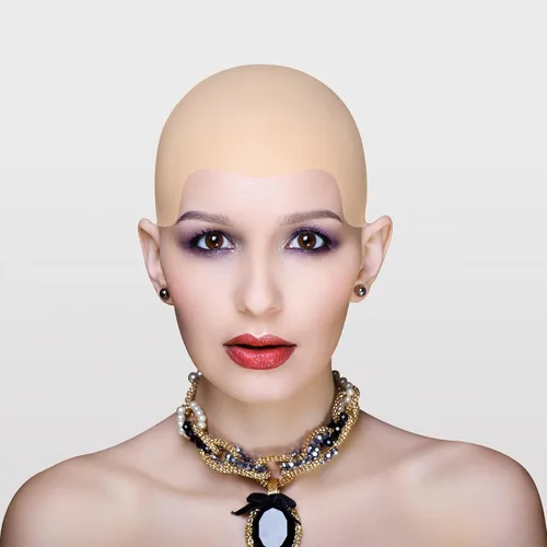Miniatura 5 de Gorra sin cabello para Halloween, gorras sin cabello para maquillaje, peluca sin cabello, accesorio de disfraz para adultos, mujeres y hombres, Tez