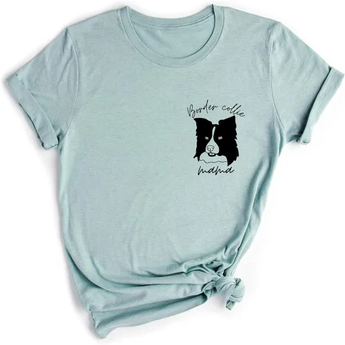 Miniatura 6 de Border Collie Mama T-Shirt Women Border Collie Dog Mom Owner Gift T-Shirt New Puppy Adoption Graphic Tees Top White