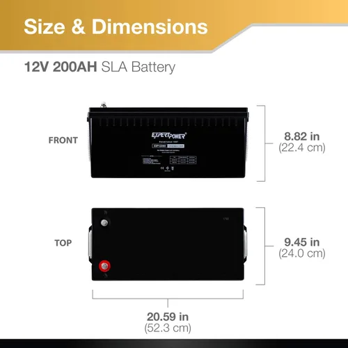 Miniatura 3 de ExpertPower EXP200 - Batería marina de ciclo profundo de 12 V 200 Ah, baterías de panel solar de plomo ácido para cámper, RV, barco, bomba
