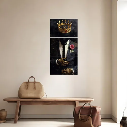 Miniatura 5 de ZXHYWYM Arte de pared afroamericano de 3 piezas, imágenes de mujeres negras, pinturas de corona dorada, lienzo motivacional para sala de estar