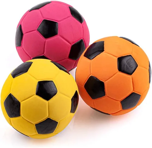 Miniatura 9 de CHIWAVA Paquete de 4 bolas deportivas de látex chirriante de 2.4 pulgadas, juego de pelotas deportivas para perros pequeños